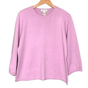 Medium Light Purple Orvis 100% Cashmere Crew Neck Sweater Pullover Mauve